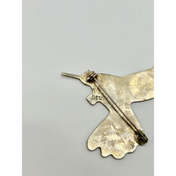 Vintage Alpaca Silver Mexico Hummingbird Bird Pin Brooch w Abalone Shell Inlay - Picture 6 of 13